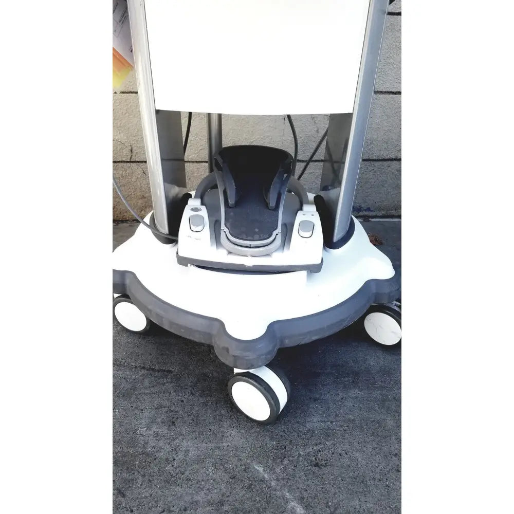 Abott whitestar signature phacoemulsification system medical-grade white and gray mobility cart with four caster wheels