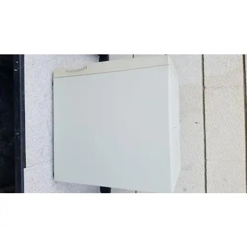 Off-white rectangular outdoor utility box with vented top edge for abi prism 7000 sequence detection reuse medical device