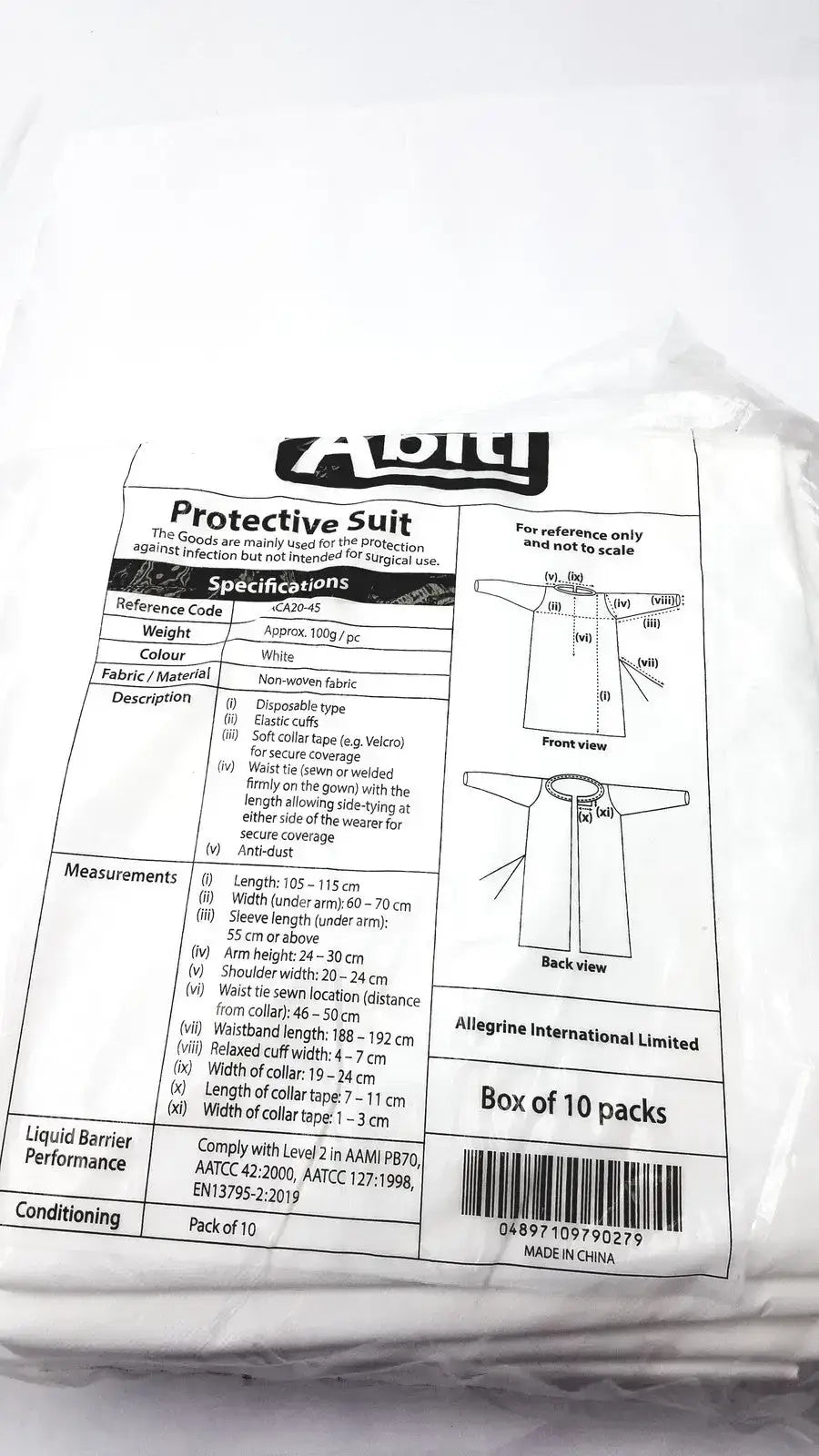 Abiti Level 2 Isolation Gown Protective Suit Isolation Gown, second-hand product photo 1