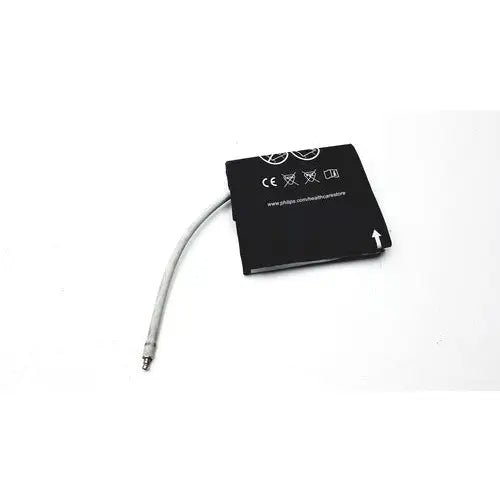 Black rectangular philips m4555b adult battery with a gray cable for accurate and comfortable one hose cuff use