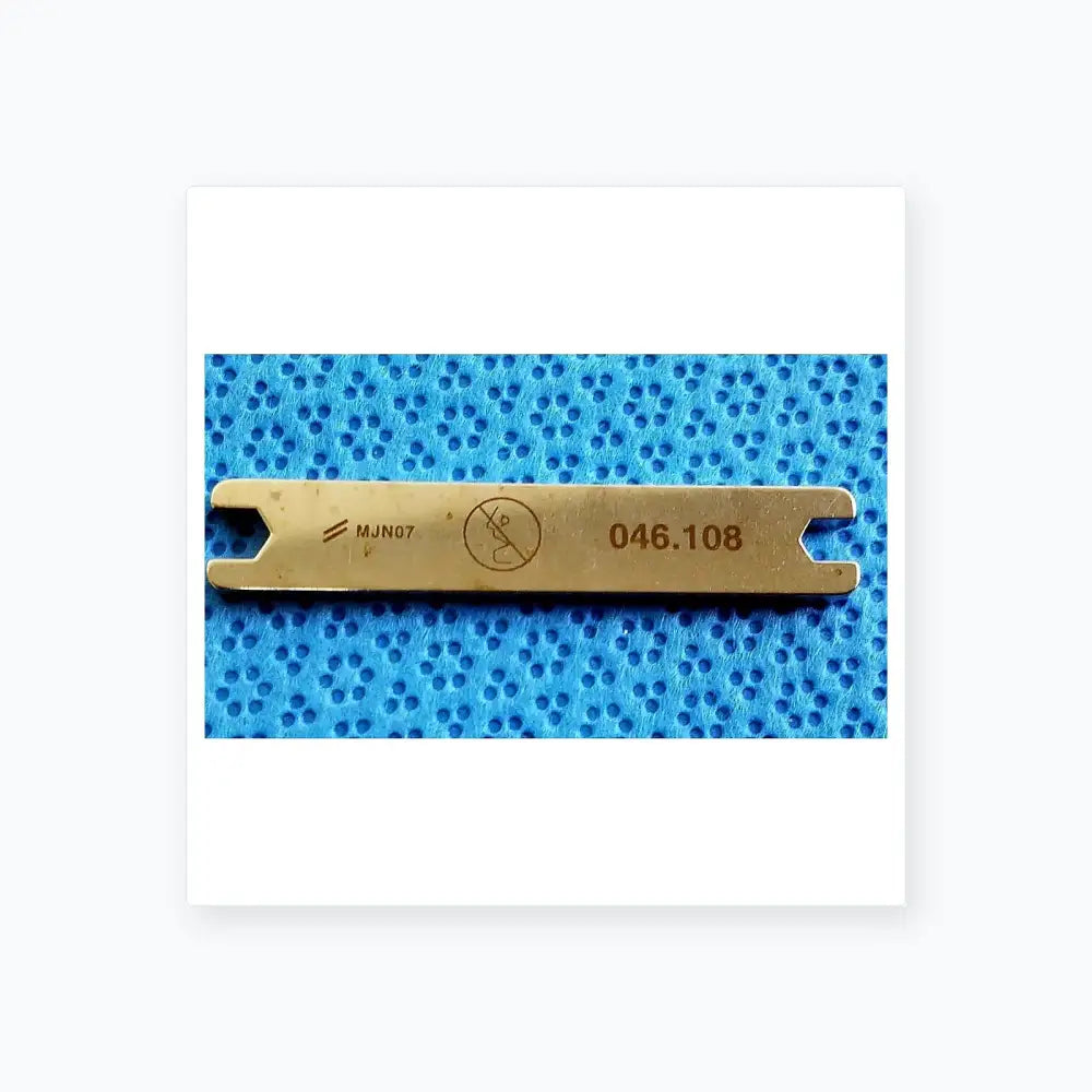 Silver metal sterilization tray tool with engraved markings and circular symbol for straumann dental implant kit medical equipment