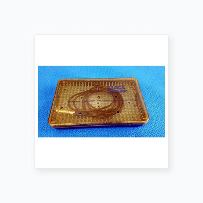 Clear plastic ace surgical sterilization tray with multiple holes for organizing multigen radiofrequency probe tools