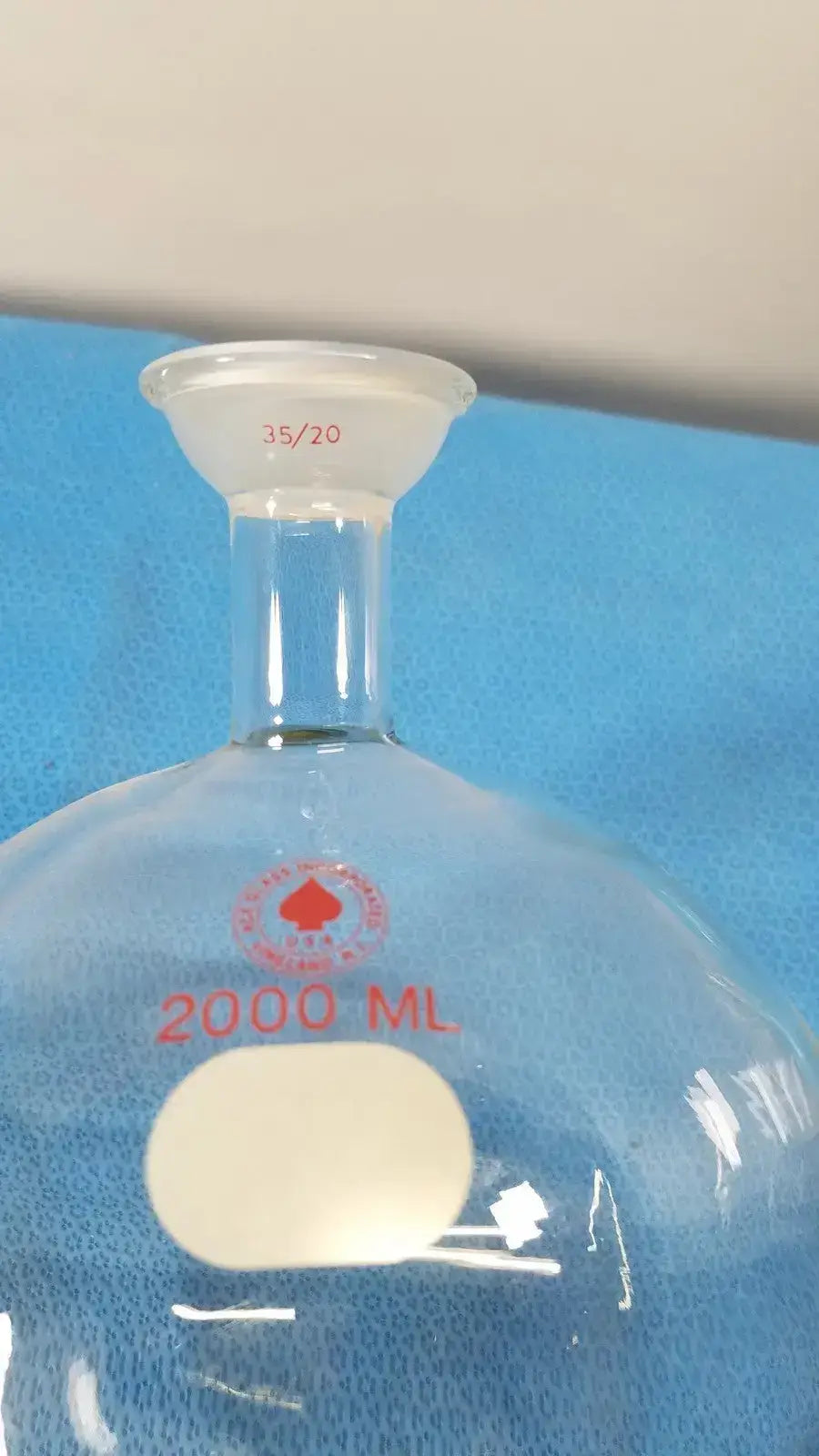 ACE GLASS 2000ML Round Bottom 20L Reaction Flask 35/20 Joint - Borosilicate Laboratory Glassware, second-hand product photo 3
