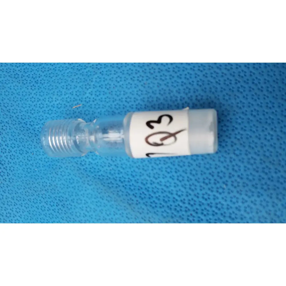 Clear glass ace glass thermometer adapter vial with threaded cap and white label marked 103 for ace-thred use