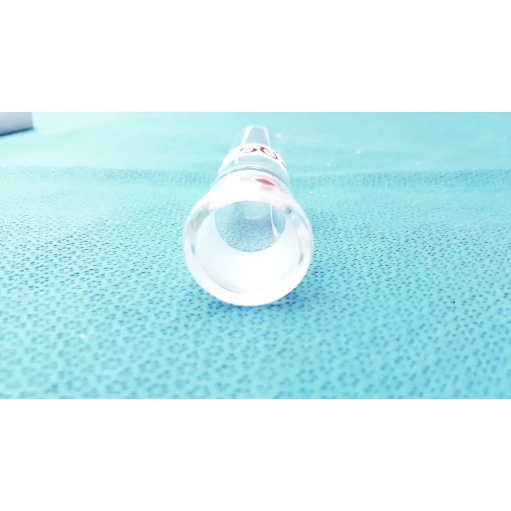 Clear glass laboratory pipette with red numerical calibration featuring ace glass outer member 24/25 ground glass joint