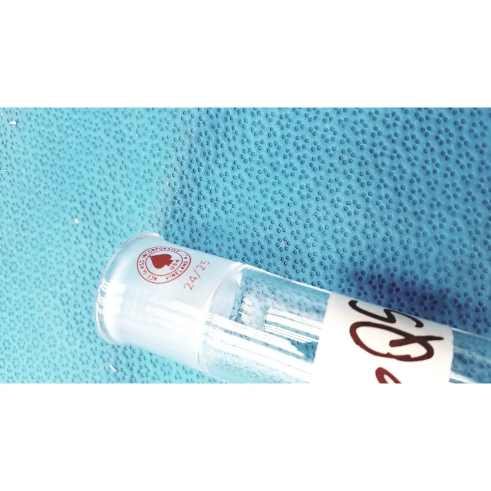 Clear glass vial with red cross label containing white cotton swabs showcasing ace glass outer member ground glass joint