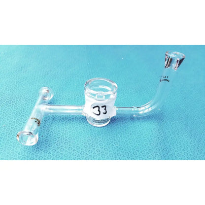 Ace glass straight bore clear glass straight bore stopcock with two curved sidearms for lab valve adapter use