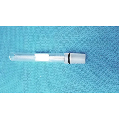 Clear glass ace glass thermometer adapter with white cap and black rubber seal inner 24/40 joint visible