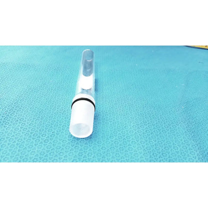 Clear plastic ace glass thermometer adapter with white cap and black ring for inner 24/40 joint connection