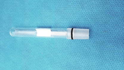 Clear glass ace glass thermometer adapter with white cap and black rubber seal inner 24/40 joint visible