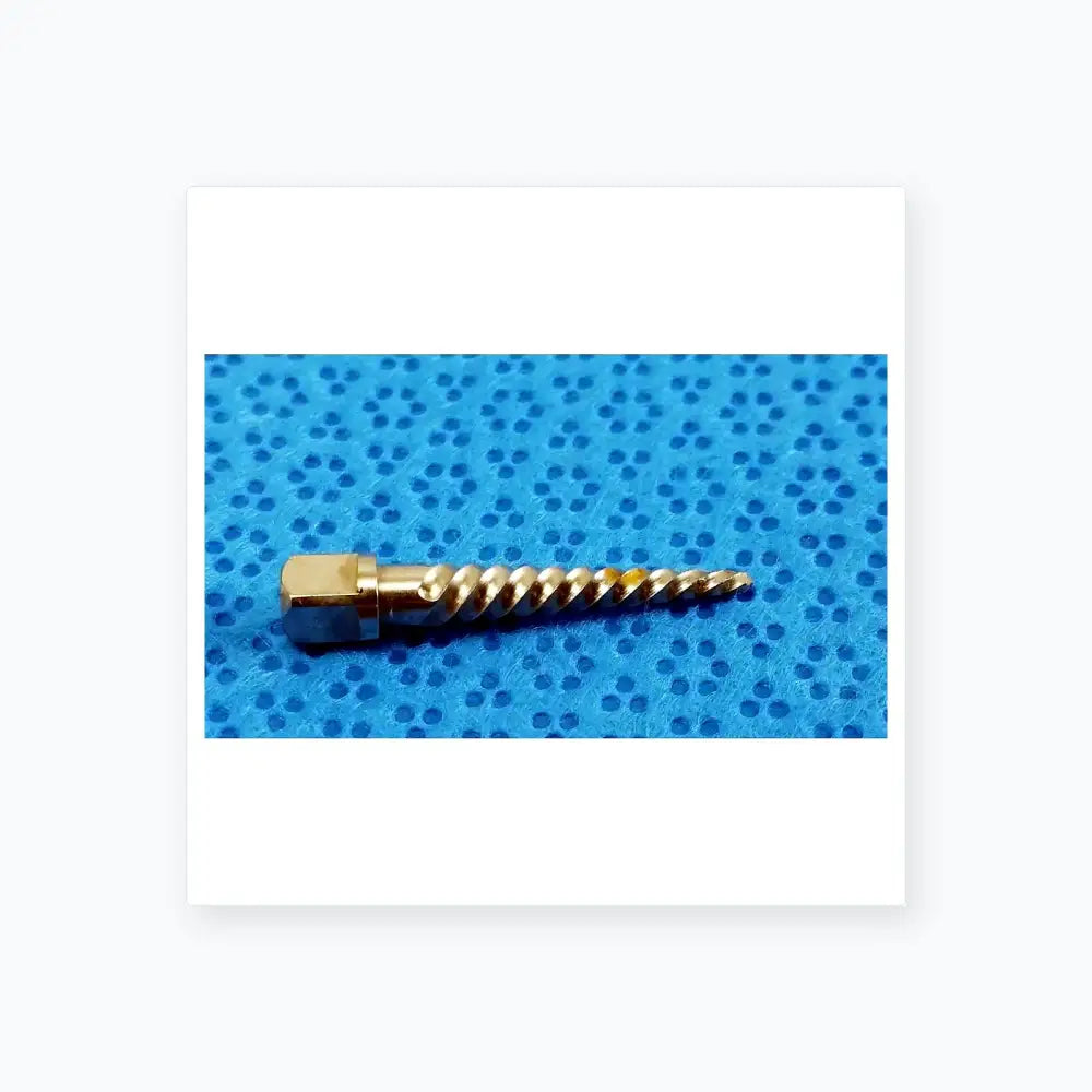 Silver-colored metal dental implant screw with hexagonal head and spiral threads for medical equipment reuse by smiths medical