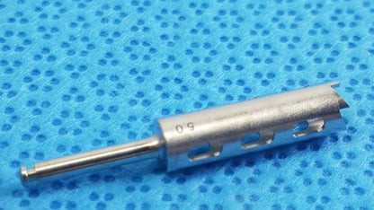Silver metal drill bit with cylindrical shaft and three holes for ace ophthalmology micro surgery medical equipment tray