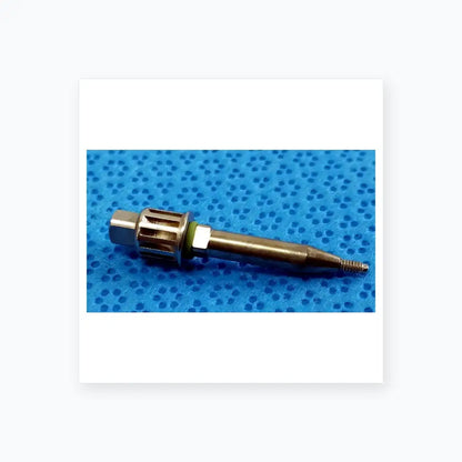 Silver metallic dental implant fixture with hexagonal head and threaded tip from smiths medical reuse medical equipment