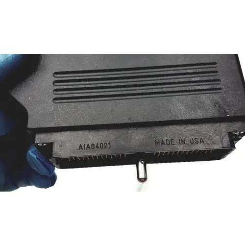 Black plastic connector with ridges and stamped aia04021 made in usa for acoustic imaging aia04021 reuse medical use