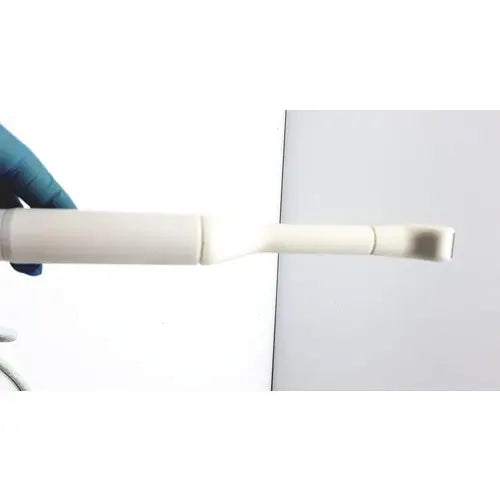 White dental handpiece with curved tip and segmented body for acoustic imaging aia04021 50 mhz reuse medical use