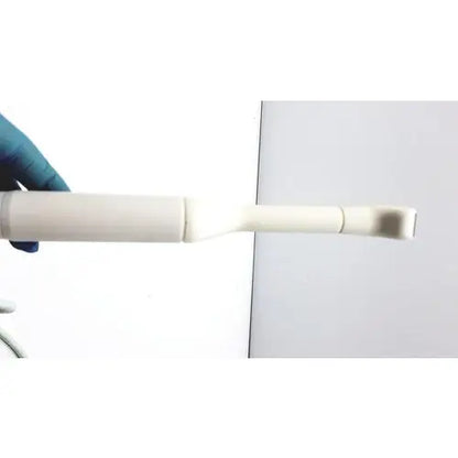 White dental handpiece with curved tip and segmented body for acoustic imaging aia04021 50 mhz reuse medical use