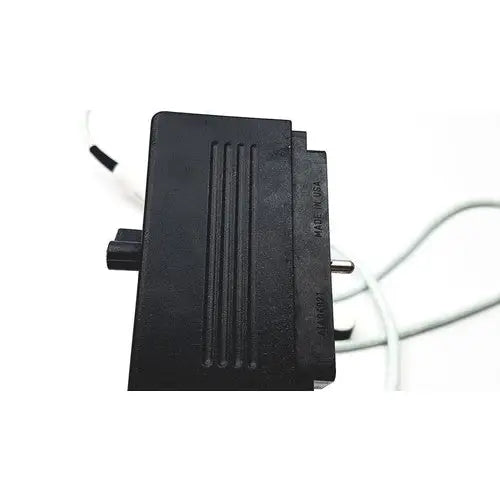 Black plastic adapter with vertical ridges and pin for acoustic imaging aia04021 50 mhz reuse medical device