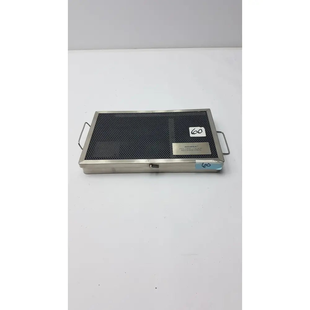 Stainless steel mesh tray with handles and lock mechanism for acufex pcl drill guide accessories