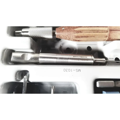 Silver stainless steel precision screwdriver with textured grip and engraved markings from acumed modular hand set missing piece