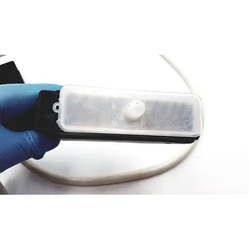 Acuson l382 3.5 mhz linear array ultrasound transducer probe with clear plastic rectangular light and black trim