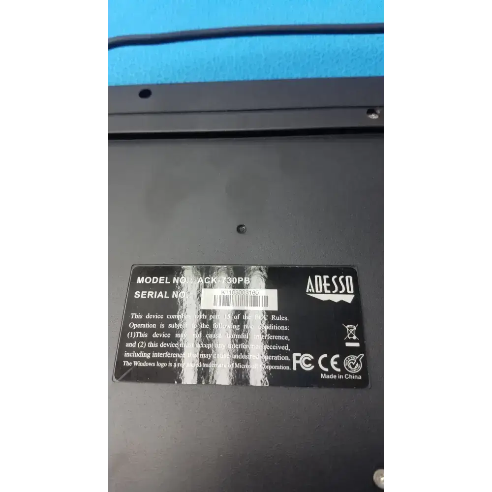Adesso Model No ACK-730PB Rackmount Touchpad Keyboard Rackmount Touchpad Keyboard, second-hand product photo 7