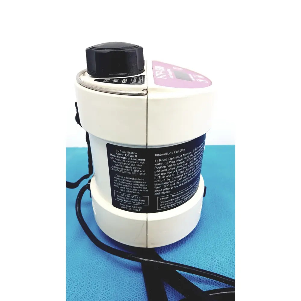 Adroit HTP-1500 white heat therapy pump with black knob and pink label for portable hot cold therapy use