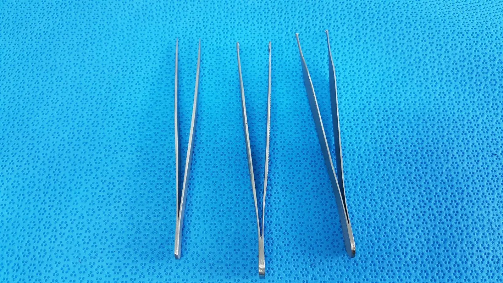 Reuse Medical Adson Kocher Rat Tooth & Fine Straight Jeweler Forceps – lot of 3 Forceps, Hemostats & Needle Holders, second-hand product photo 1