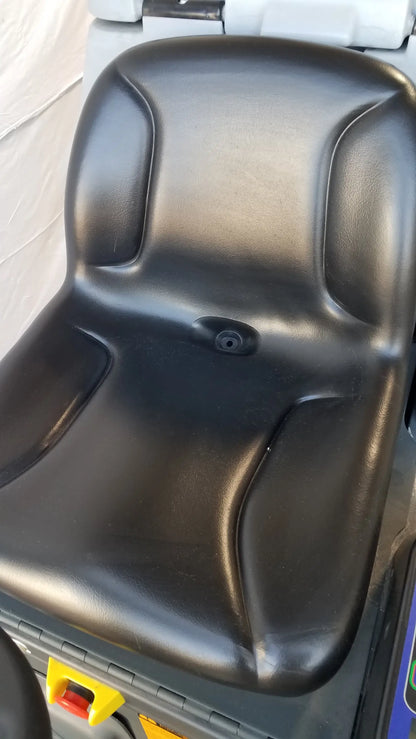 Black molded plastic seat with contoured design and circular indentation on advance es4000 carpet cleaner extractor