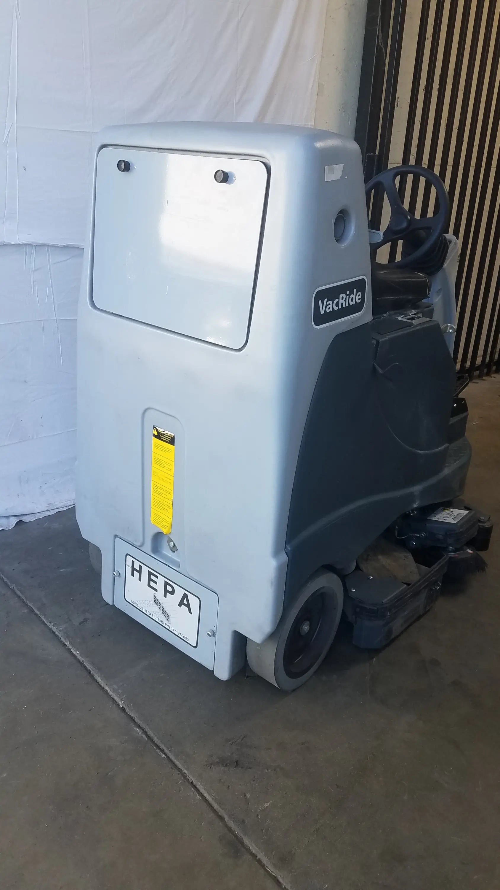 Gray and black Advance ride on carpet cleaner extractor with hepa filter for commercial wet dry floor cleaning tasks