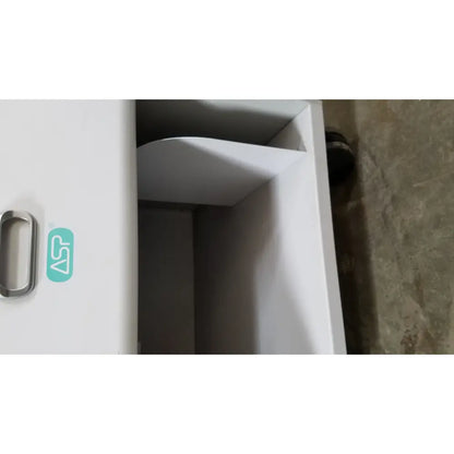 White plastic drawer with silver metal handle and teal asp logo sticker on advanced sterilization products sterrad nx sterilizer