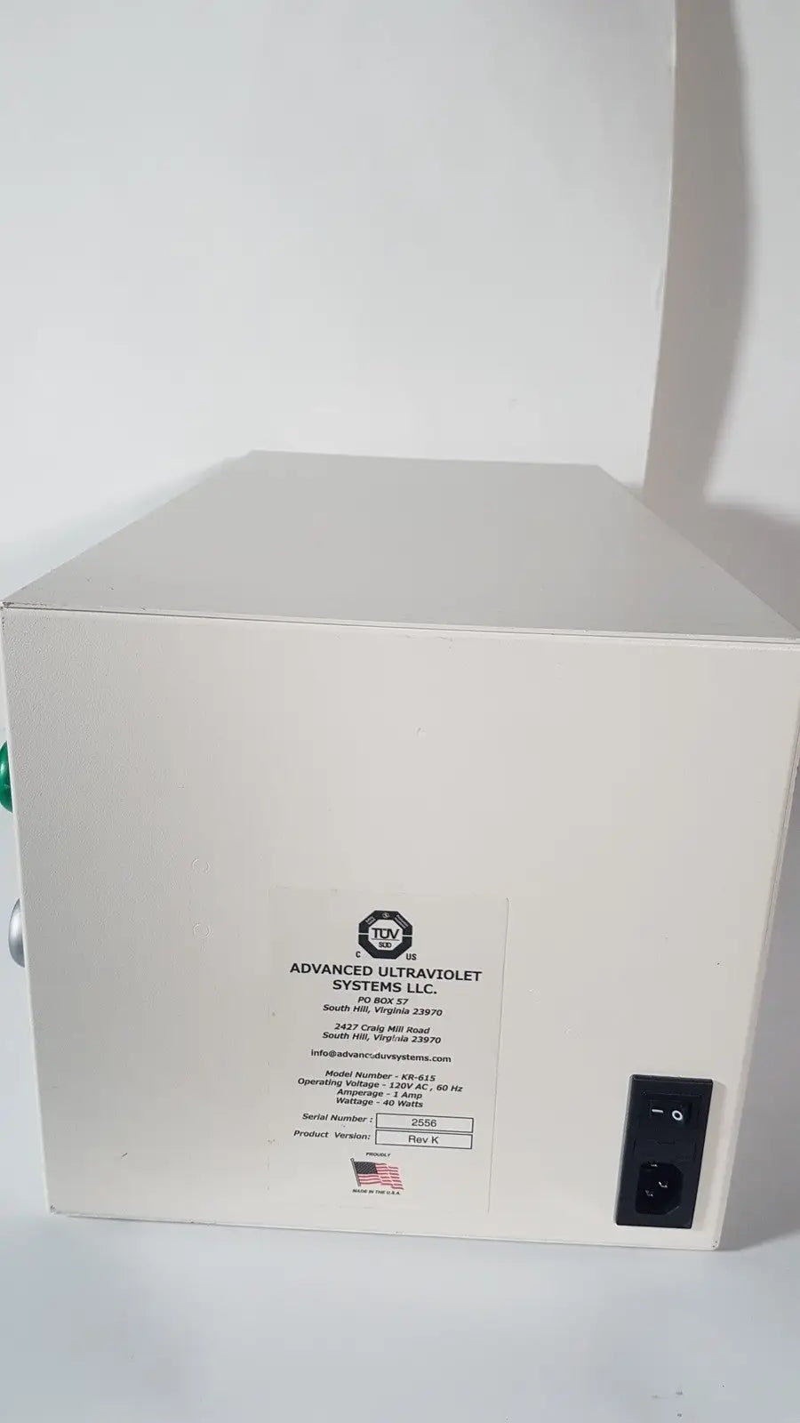 AVUS Advanced Ultra Violet Deep Disinfection System KR-615 40 Watts UV Disinfection System, as-is (for parts) product photo 5