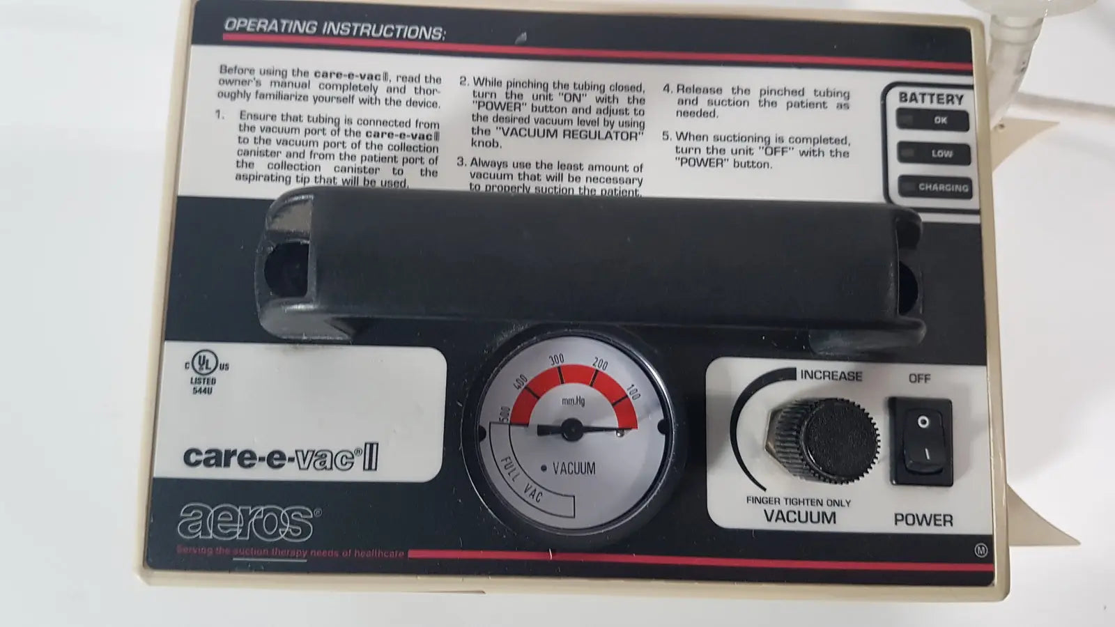 Aeros Care-E-Vac II Portable Suctiion Unit Portable Suction Unit, as-is (for parts) product photo 1