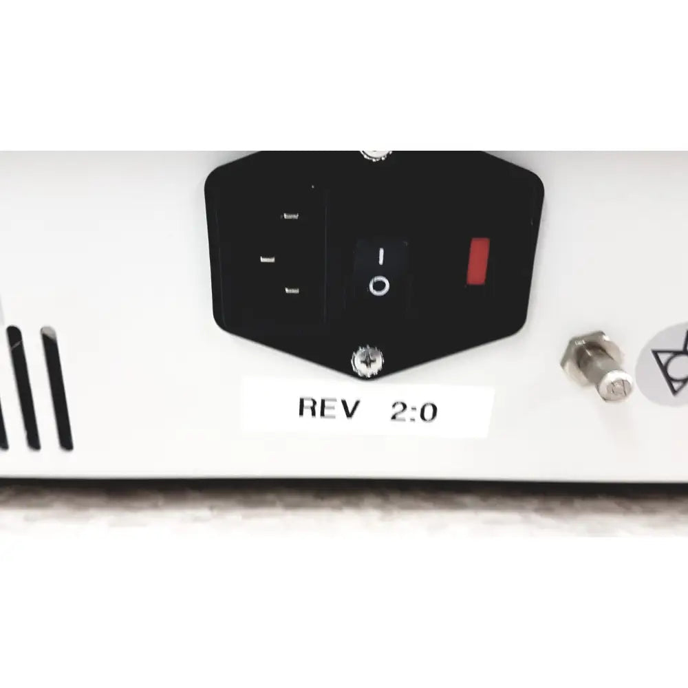 Black hexagonal control panel with red power button and labeled switches on white aesculap 78532 lektrofuse electrosurgical generator unit