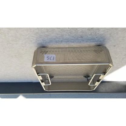 Silver metallic mesh jf113r stainless steel instrument sterilization basket with reinforced corners and side handles