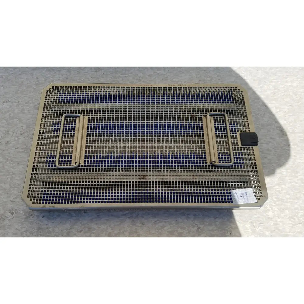 Metal mesh sterilization tray with blue interior and side handles for aesculap jf257r jf251r sterilization case tray pn3046a modified