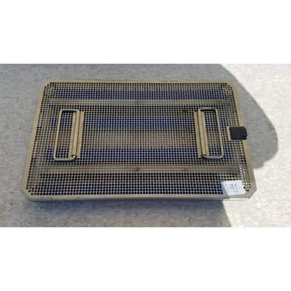 Metal mesh sterilization tray with blue interior and side handles for aesculap jf257r jf251r sterilization case tray pn3046a modified