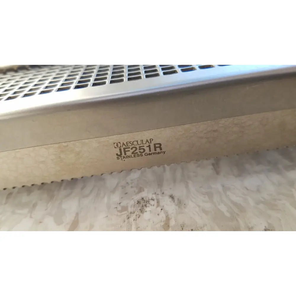 Aesculap jf257r sterilization case tray with sleek stainless steel jaeglap jf251r bread knife serrated edge textured handle