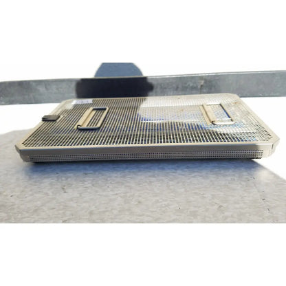 Metal mesh tray with two handles and perforated surface for aesculap jf257r sterilization case pn3046a modified