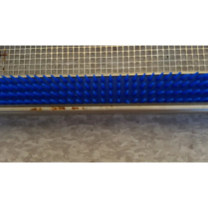 Blue plastic bristle brush with metallic base for aesculap jf257r sterilization case tray pn3046a modified