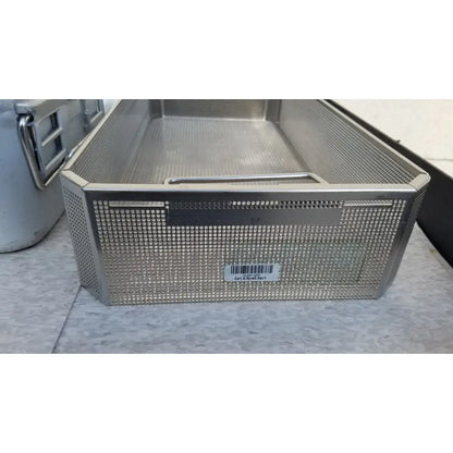 Stainless steel mesh basket with reinforced corners and handle for aesculap jk489 jk442 sterilization container case