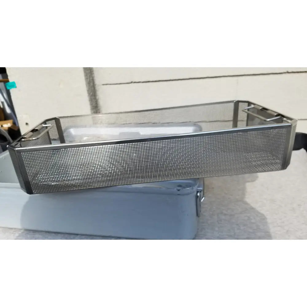 Stainless steel mesh surgical instrument tray with reinforced handles and perforated design for aesculap jk489 jk442 sterilization container