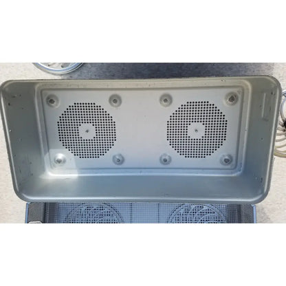 Silver metal ultrasonic cleaner of aesculap jk489 jk442 sterilization container case with two circular perforated grilles