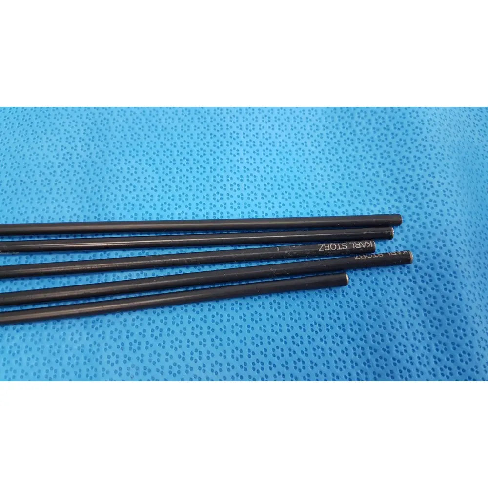 Black metal cylindrical rods with engraved text for aesculap laparoscopic grasper model 33300 lot of 5
