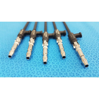 Five black and silver spark plug wires with metallic connectors for aesculap laparoscopic grasper model 33300 lot of 5