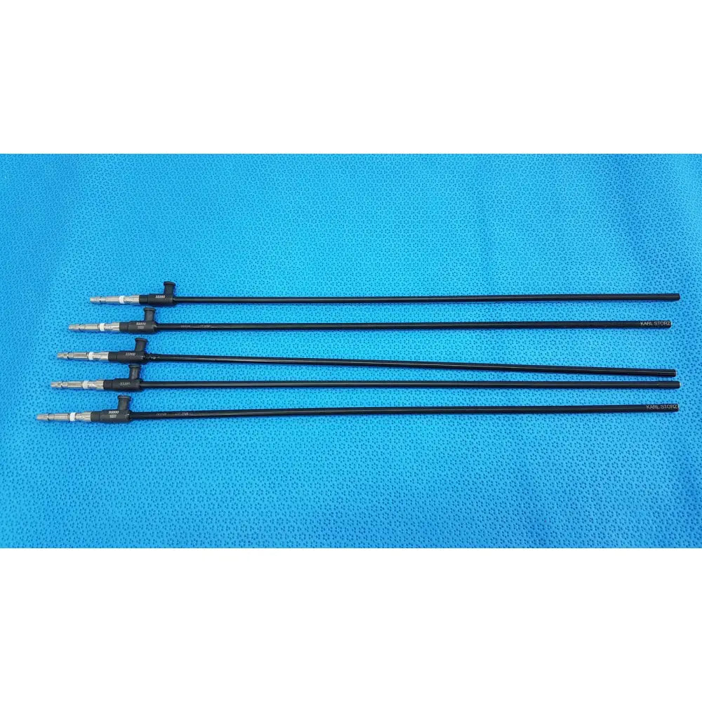 Black aesculap laparoscopic grasper model 33300 reuse medical endoscopes with metallic connectors and labeled tips lot of 5