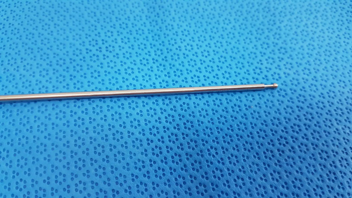 Aesculap laparoscopic grasper model p0623r with slender polished silver metallic needle and rounded tip for precision use