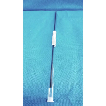 Aesculap laparoscopic grasper ref pm981r black swab with white plastic caps and label in clear protective casing