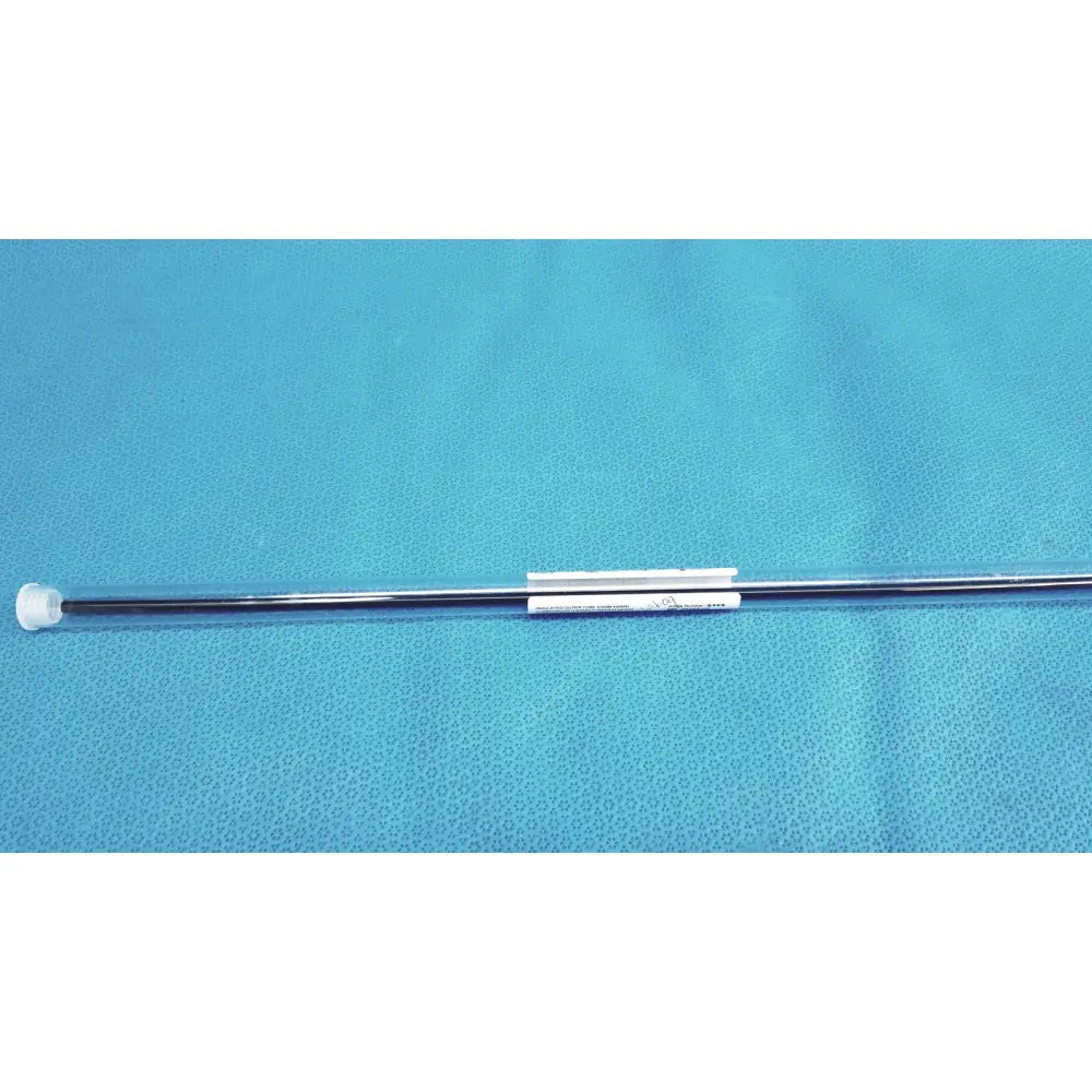 Aesculap laparoscopic grasper pm981r with sleek metallic body and white plastic cap showing labeled section