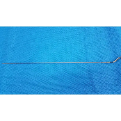 Aesculap laparoscopic instrument model pm 716r slender metallic surgical tool with straight shaft and curved handle end