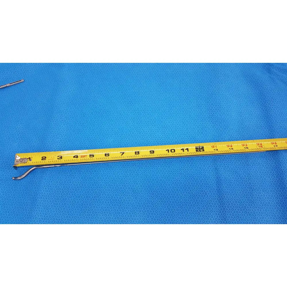 Yellow metal tape measure with black markings and silver hook for aesculap laparoscopic instrument model pm 716r use